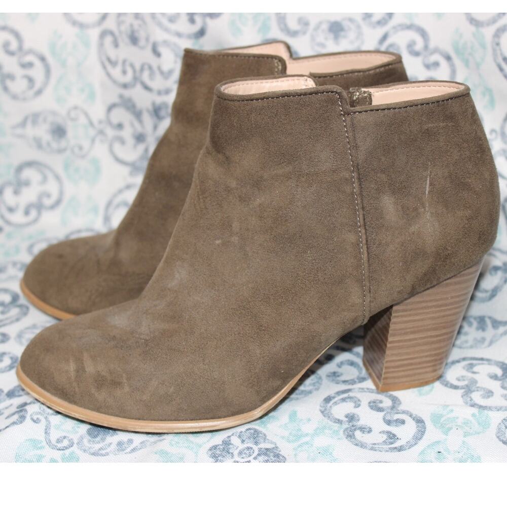 Old Navy Women's Faux Suedeโ Zip Ankle Boots Block Heel Size 9